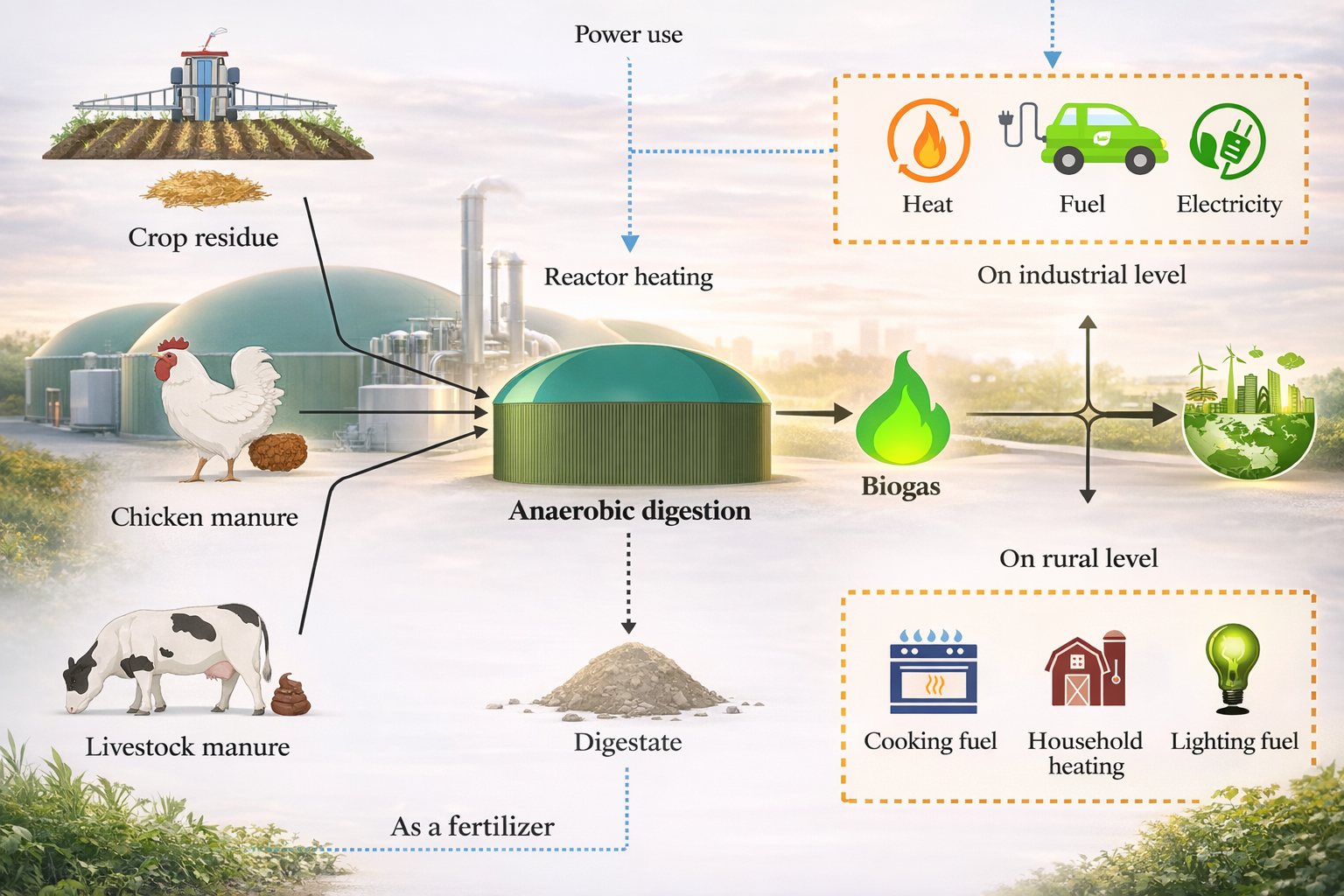 Schemat procesu produkcji biogazu